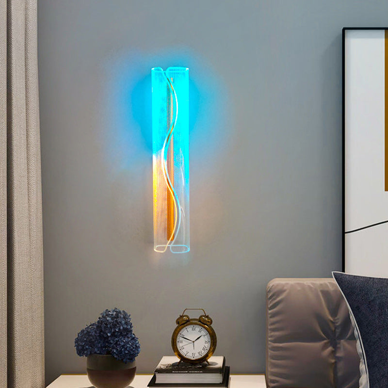 Lampe murale LED en acrylique en fer et aluminium cylindrique moderne de luxe pour salon 
