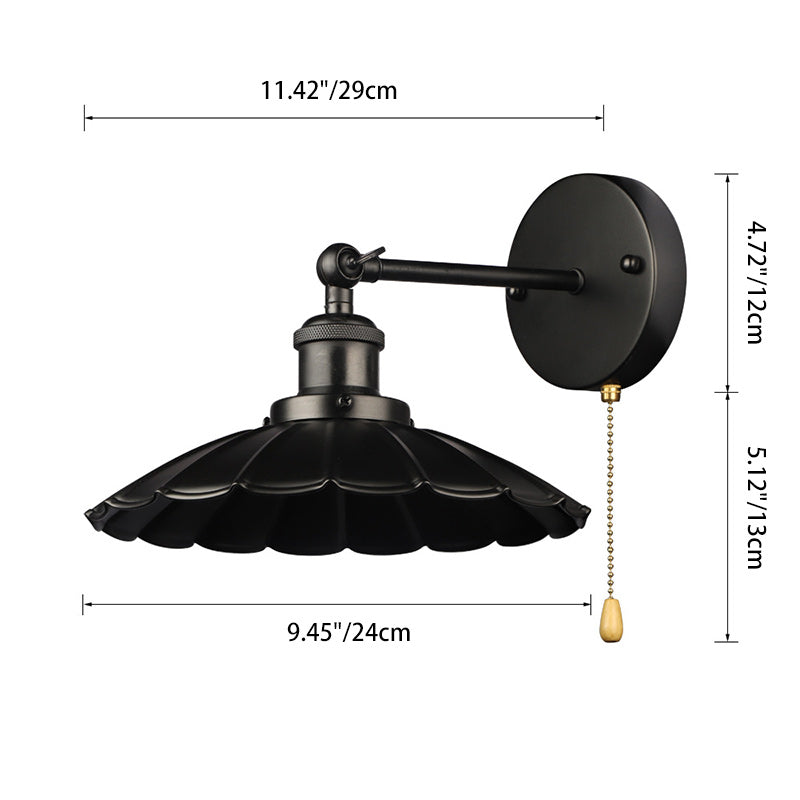 Traditional Rustic Round Petal Iron 1-Light Wall Sconce Lamp For Bedroom