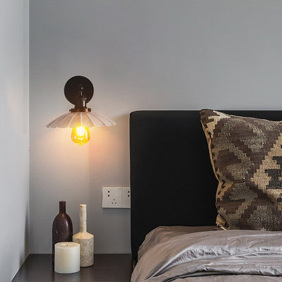 Traditional Rustic Round Petal Iron 1-Light Wall Sconce Lamp For Bedroom
