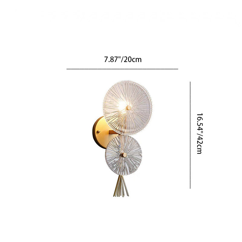 Modern Luxury Double Round Hardware Frame Glass 1-Light Wall Sconce Lamp For Living Room