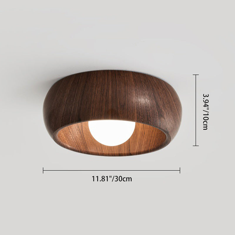 Moderne minimalistische runde Holzmaserung Globus Eisen LED-Deckenleuchte für Wohnzimmer 