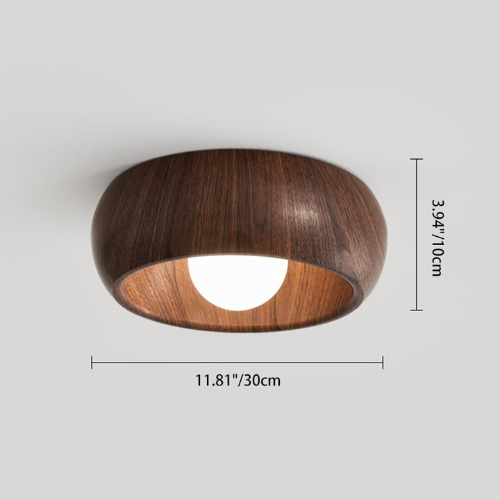 Moderne minimalistische runde Holzmaserung Globus Eisen LED-Deckenleuchte für Wohnzimmer 