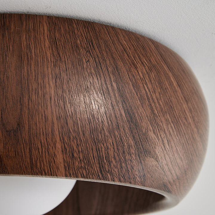 Moderne minimalistische runde Holzmaserung Globus Eisen LED-Deckenleuchte für Wohnzimmer 