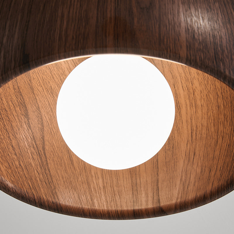 Moderne minimalistische runde Holzmaserung Globus Eisen LED-Deckenleuchte für Wohnzimmer 