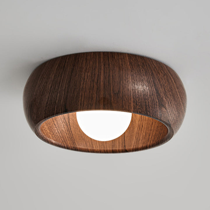 Moderne minimalistische runde Holzmaserung Globus Eisen LED-Deckenleuchte für Wohnzimmer 