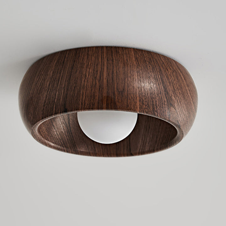 Moderne minimalistische runde Holzmaserung Globus Eisen LED-Deckenleuchte für Wohnzimmer 
