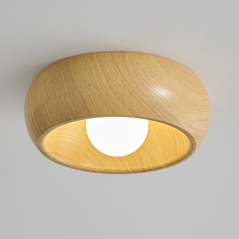 Moderne minimalistische runde Holzmaserung Globus Eisen LED-Deckenleuchte für Wohnzimmer 