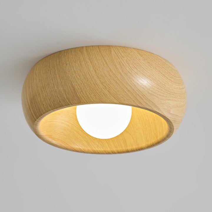 Moderne minimalistische runde Holzmaserung Globus Eisen LED-Deckenleuchte für Wohnzimmer 
