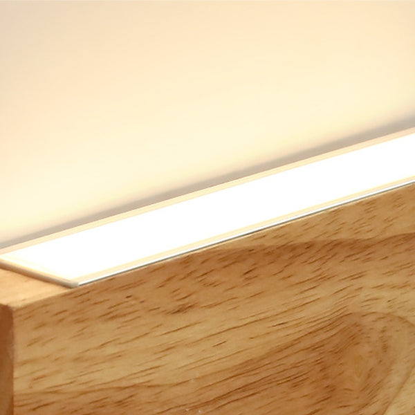 Applique murale LED rectangulaire en bois acrylique japonais traditionnel pour salon 