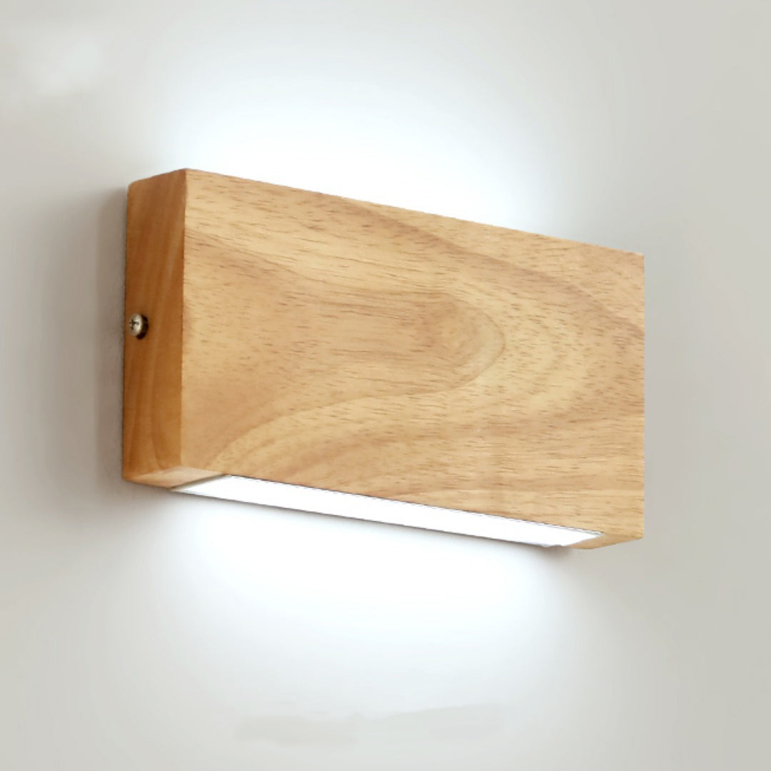 Applique murale LED rectangulaire en bois acrylique japonais traditionnel pour salon 