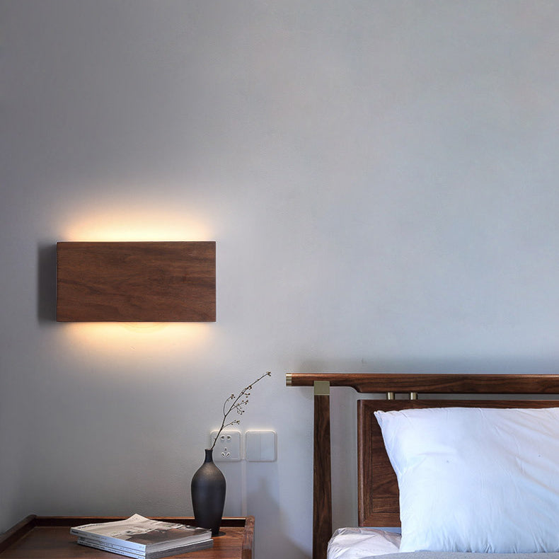 Applique murale LED rectangulaire en bois acrylique japonais traditionnel pour salon 