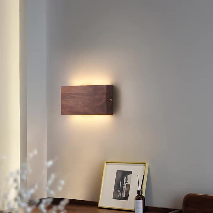 Applique murale LED rectangulaire en bois acrylique japonais traditionnel pour salon 