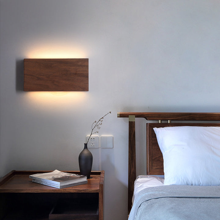 Applique murale LED rectangulaire en bois acrylique japonais traditionnel pour salon 