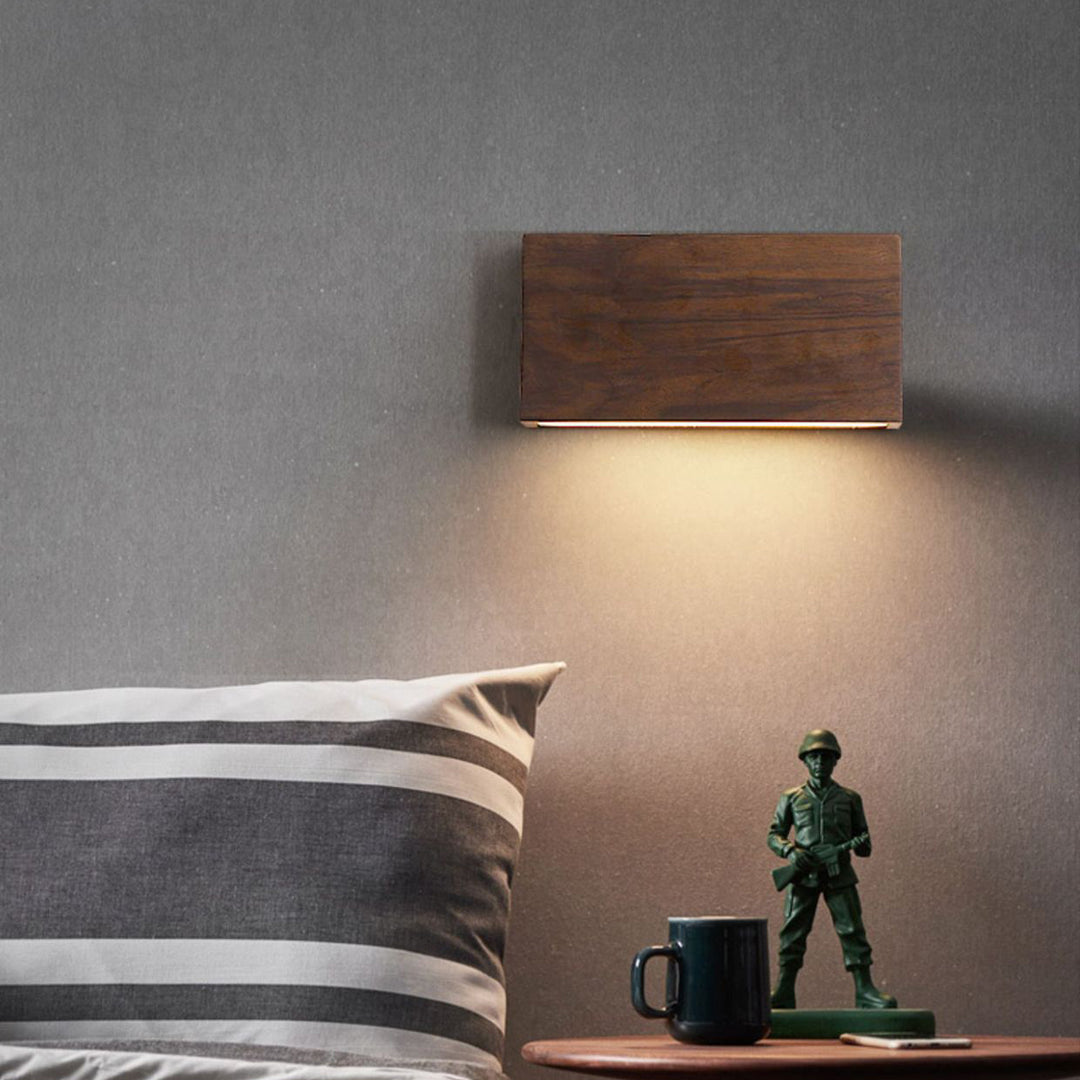 Applique murale LED rectangulaire en bois acrylique japonais traditionnel pour salon 