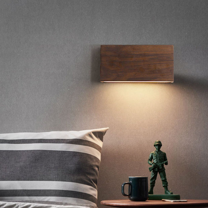 Applique murale LED rectangulaire en bois acrylique japonais traditionnel pour salon 