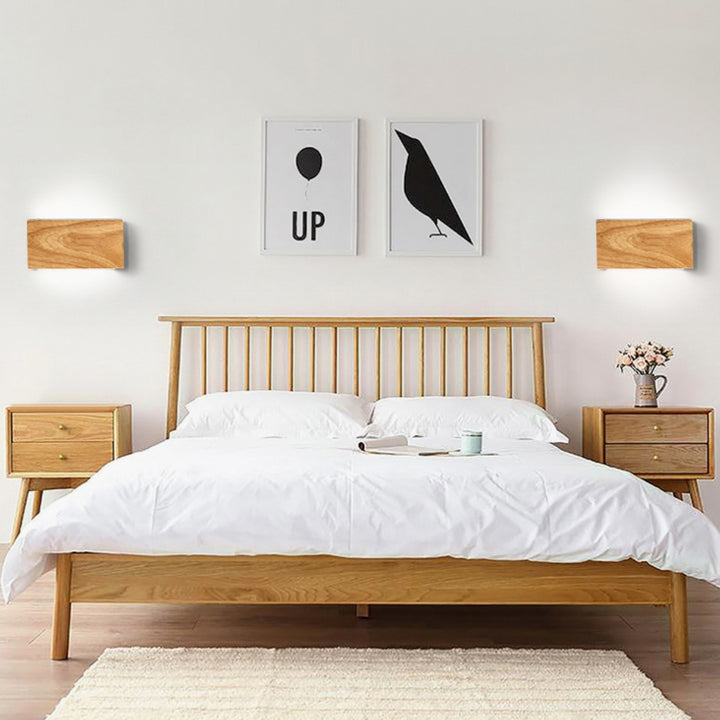 Applique murale LED rectangulaire en bois acrylique japonais traditionnel pour salon 