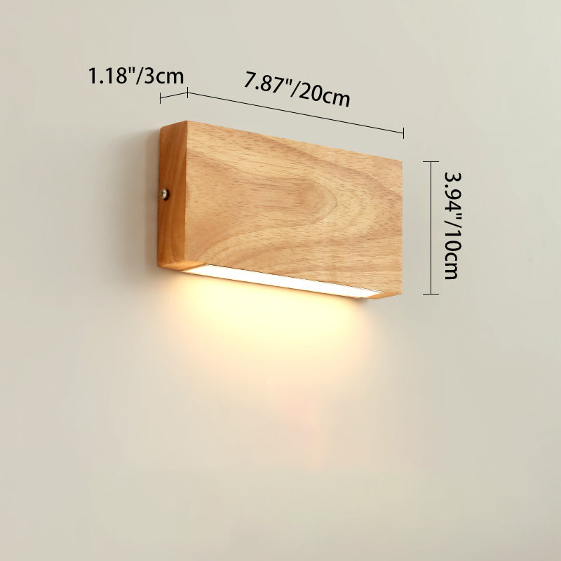 Applique murale LED rectangulaire en bois acrylique japonais traditionnel pour salon 