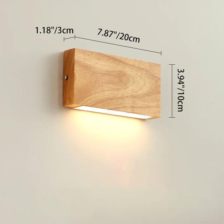 Applique murale LED rectangulaire en bois acrylique japonais traditionnel pour salon 