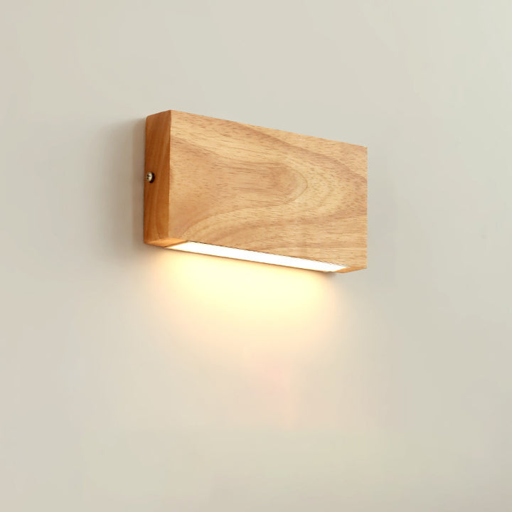 Applique murale LED rectangulaire en bois acrylique japonais traditionnel pour salon 