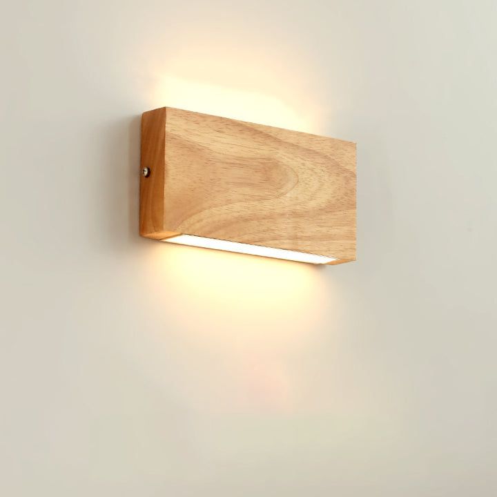 Applique murale LED rectangulaire en bois acrylique japonais traditionnel pour salon 