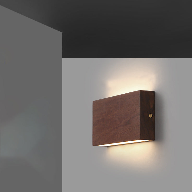 Applique murale LED rectangulaire en bois acrylique japonais traditionnel pour salon 