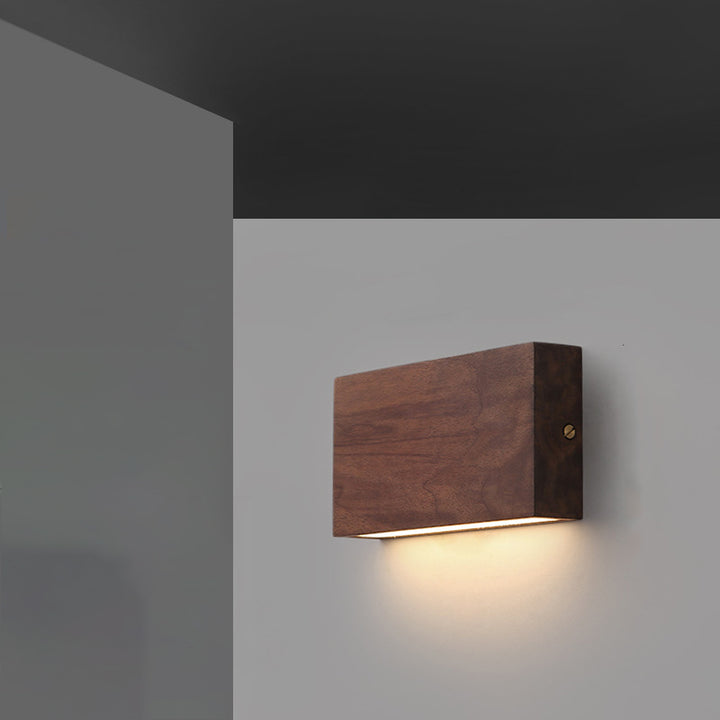 Applique murale LED rectangulaire en bois acrylique japonais traditionnel pour salon 