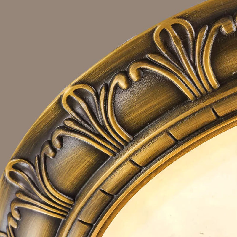 Plafonnier traditionnel européen à dôme rond en laiton avec abat-jour en verre 2/3/4 pour salon 