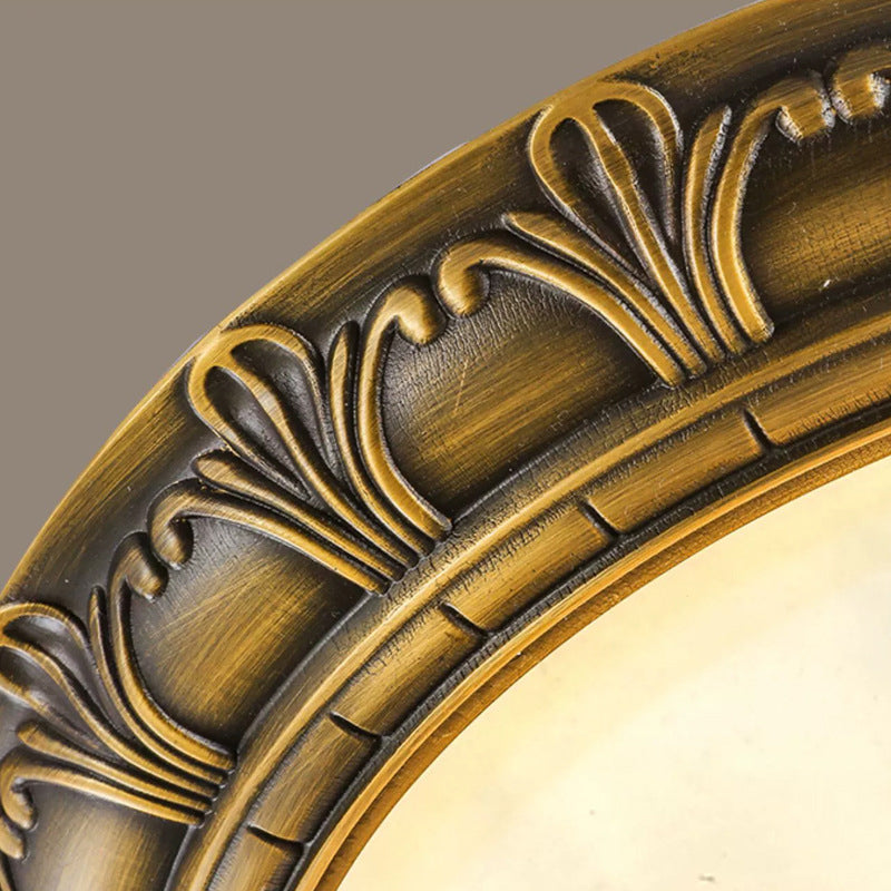 Plafonnier traditionnel européen à dôme rond en laiton avec abat-jour en verre 2/3/4 pour salon 