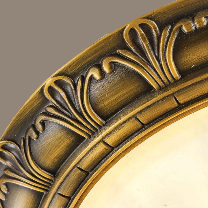 Plafonnier traditionnel européen à dôme rond en laiton avec abat-jour en verre 2/3/4 pour salon 