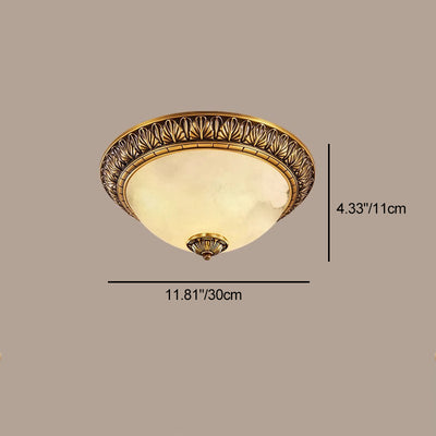 Plafonnier traditionnel européen à dôme rond en laiton avec abat-jour en verre 2/3/4 pour salon 