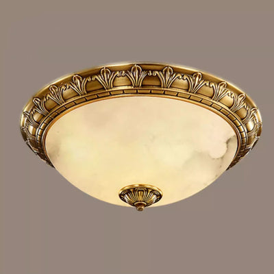 Plafonnier traditionnel européen à dôme rond en laiton avec abat-jour en verre 2/3/4 pour salon 