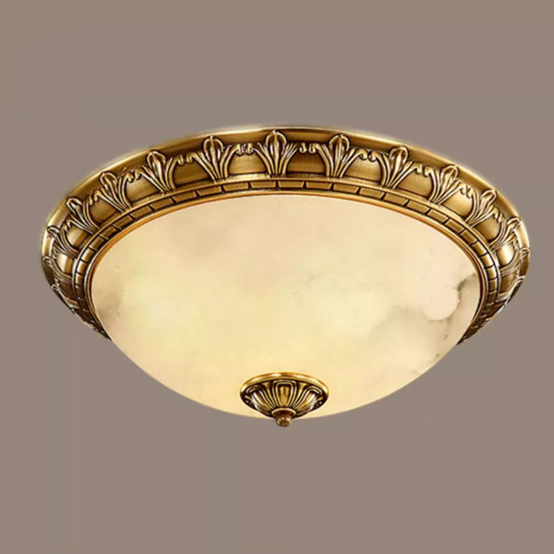 Plafonnier traditionnel européen à dôme rond en laiton avec abat-jour en verre 2/3/4 pour salon 