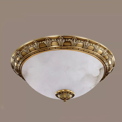 Plafonnier traditionnel européen à dôme rond en laiton avec abat-jour en verre 2/3/4 pour salon 