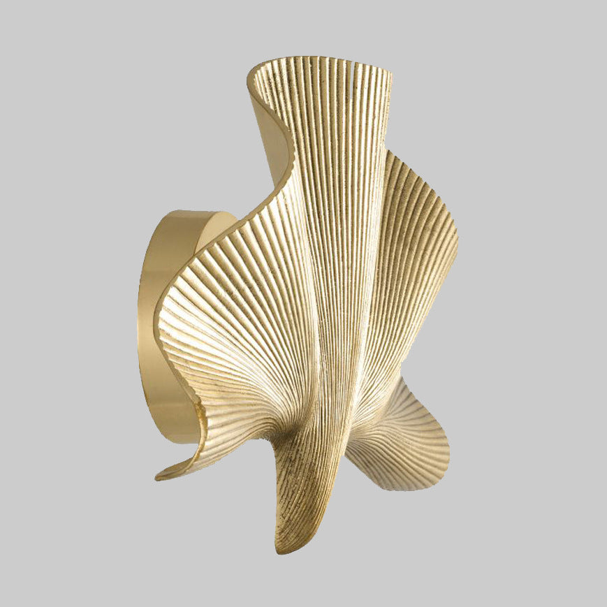 Lustre contemporain en feuille de ginkgo tout cuivre à 1 lumière pour lampe murale de salon 