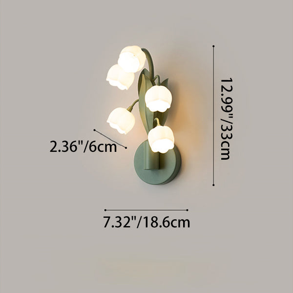 Moderne minimalistische Glocken-Orchidee Eisen PC Schirm 5-Licht Wandleuchte für Wohnzimmer 
