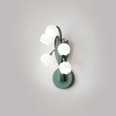 Moderne minimalistische Glocken-Orchidee Eisen PC Schirm 5-Licht Wandleuchte für Wohnzimmer 