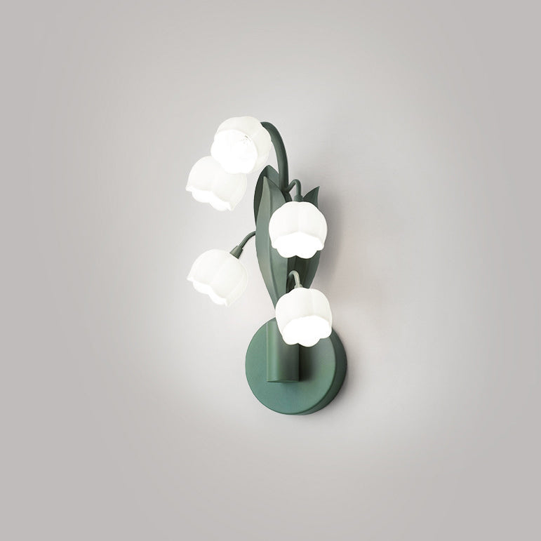Moderne minimalistische Glocken-Orchidee Eisen PC Schirm 5-Licht Wandleuchte für Wohnzimmer 