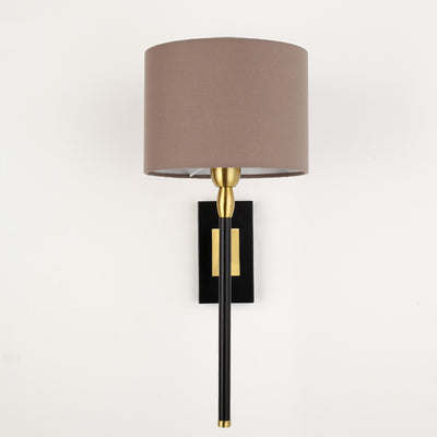 Contemporary Nordic Round Cylinder Iron Fabric Shade 1-Light Wall Sconce Lamp For Living Room