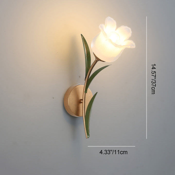 Traditionelle rustikale florale Blätter Eisen Glas 1/2 Licht Wandleuchte für Wohnzimmer 