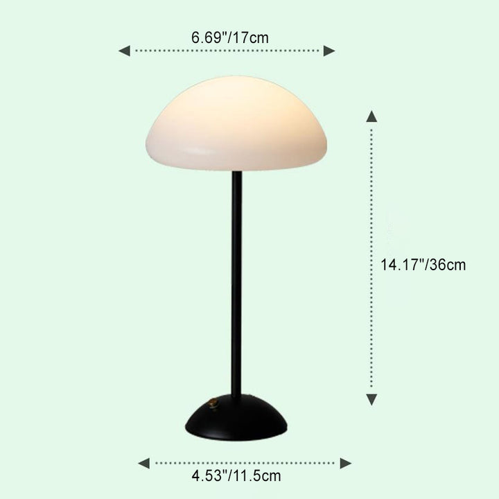 Lampe de table LED contemporaine en forme de champignon rond avec cadre en fer et abat-jour en ABS pour chambre à coucher 