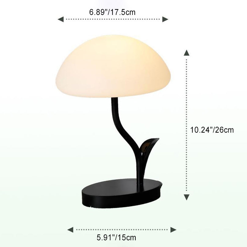 Lampe de table LED contemporaine en forme de champignon rond avec cadre en fer et abat-jour en ABS pour chambre à coucher 