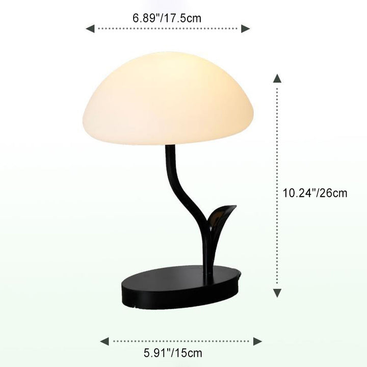 Lampe de table LED contemporaine en forme de champignon rond avec cadre en fer et abat-jour en ABS pour chambre à coucher 