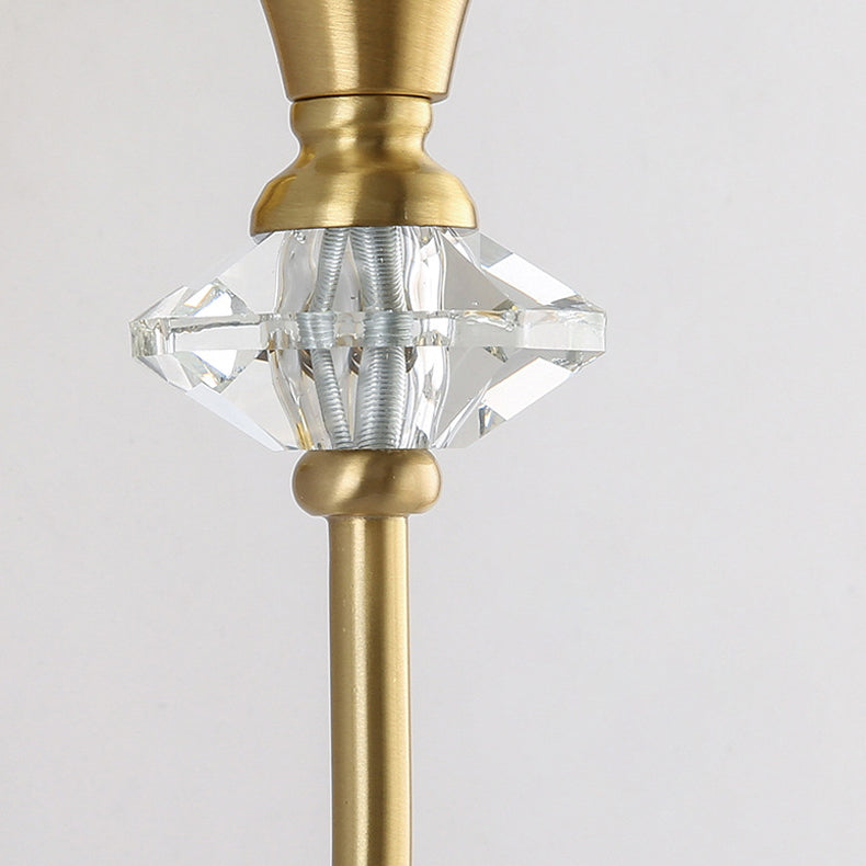 Traditional French Curved Rod Candelabra Copper Crystal 1/2/3 Light Wall Sconce Lamp For Living Room