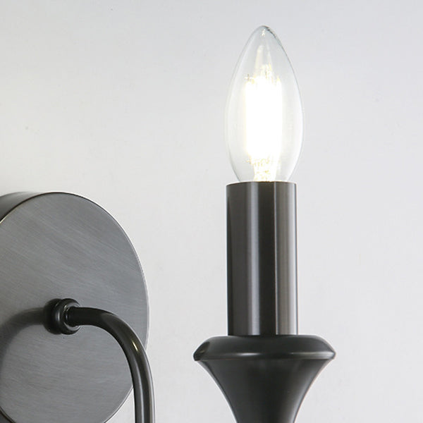 Traditional French Curved Rod Candelabra Copper Crystal 1/2/3 Light Wall Sconce Lamp For Living Room