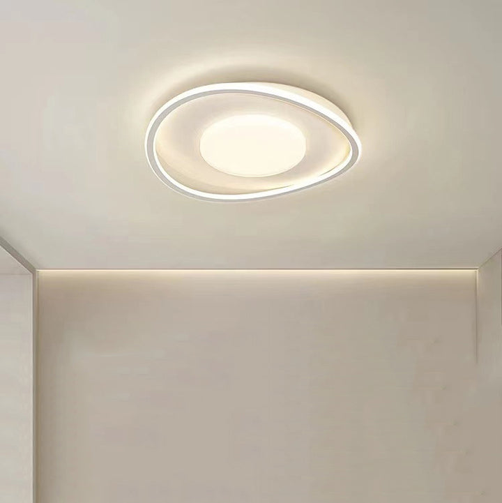 Modern Minimalist Round Glass Line Hardware Acrylic Silicone LED Flush Mount Ceiling Light For Living Room