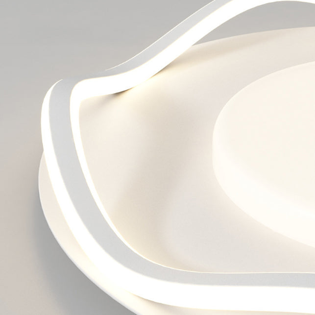 Modern Minimalist Round Glass Line Hardware Acrylic Silicone LED Flush Mount Ceiling Light For Living Room