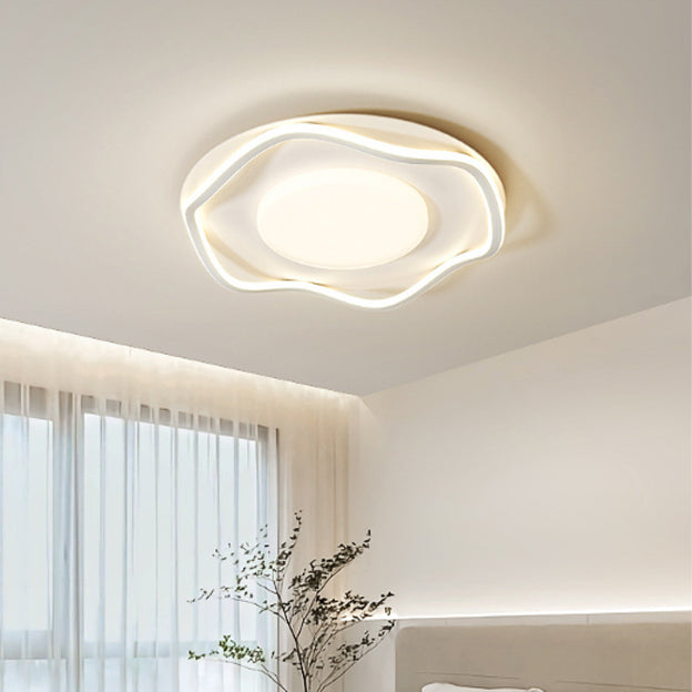 Modern Minimalist Round Glass Line Hardware Acrylic Silicone LED Flush Mount Ceiling Light For Living Room