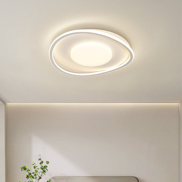 Modern Minimalist Round Glass Line Hardware Acrylic Silicone LED Flush Mount Ceiling Light For Living Room
