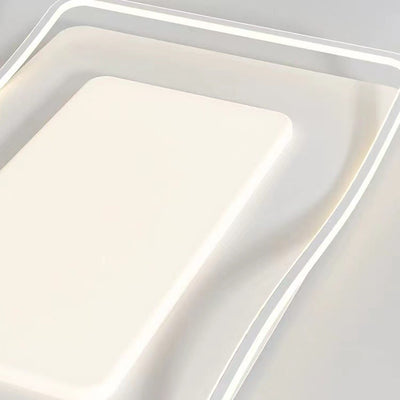 Modern Minimalist Rectangle Square Glass Line Hardware Acrylic Silicone LED Flush Mount Ceiling Light For Living Room