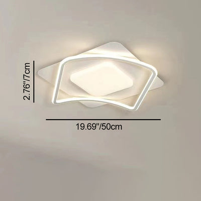 Modern Minimalist Rectangle Square Glass Line Hardware Acrylic Silicone LED Flush Mount Ceiling Light For Living Room